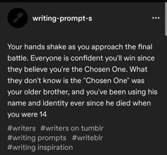 the text on the screen reads writing prompts