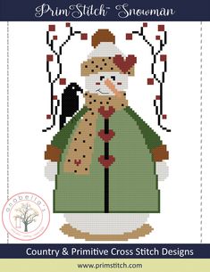 a cross stitch pattern for a snowman