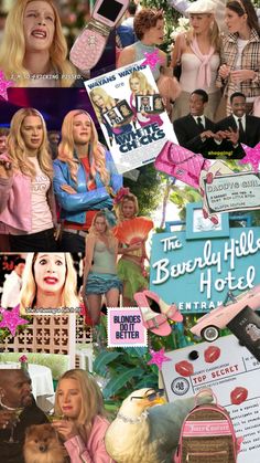 collage of photos from the beverly hilton hotel and other tv shows, including barbies