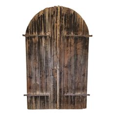 an old wooden door on a white background