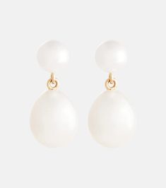 Venus Leau 14 Kt Gold Earrings With Pearls in Gold - Sophie Bille Brahe | Mytheresa Luxury Drop Pearl Earrings, Timeless Pearl White Pearl Earrings, Luxury Drop Pearl Earrings For Formal Events, Luxury Drop Pearl Earrings For Formal Occasions, Classic High Luster Drop Pearl Earrings, Luxury Yellow Gold Drop Pearl Earrings, Yellow Gold Briolette Pearl Earrings For Formal Occasions, Timeless Pear-shaped Earrings With Pearl Charm, Classic Briolette Pearl Drop Earrings