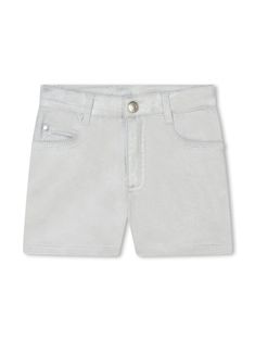 light grey cotton blend mid-rise belt loops concealed fly and button fastening classic five pockets Mid Rise Denim Shorts, Girls Denim Shorts, Bermuda Jeans, Short Jeans, Grey Cotton, Short Girls, Short Outfits, Marc Jacobs, Light Grey