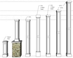 an architectural drawing shows the details of columns and pillars, with measurements for each column