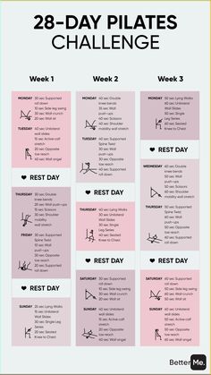 the 28 day pilates challenge poster