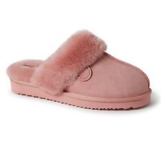 Surround your feet in the cloudlike comfort of these fluffy shearling slippers featuring lightweight EVA soles for street-ready wear. From Dearfoams. Comfortable Slip-on Faux Fur Slippers, Fluffy Slip-on Slippers For Indoor Use, Fluffy Slip-on Indoor Slippers, Comfy Fluffy Slippers With Round Toe, Comfortable Fluffy Slippers With Round Toe, Fluffy Comfortable Round Toe Slippers, Cushioned Slip-on Faux Fur Slippers, Fluffy Round Toe Comfortable Slippers, Soft Faux Fur Slippers With Round Toe