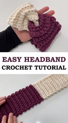 the crochet headband is made with two different colors