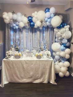 I love these decorationsI created this for a winter wonderland themed sweet sixteenClick on the link below to see the setup YouTube video (along with links for the materialsDon’t forget to subscribe to see all of the latest decoration tutorial and setup videos Lavender Winter Wonderland Party, Winter Themed Sweet 16 Ideas, Balloon Arch Winter Wonderland, Winter Wonderland Birthday Party Theme, Winter Theme Party Decorations, Winter Wonderland Balloon Backdrop, Winter Birthday Decor, Sweet 16 Party Ideas Winter Wonderland, Winter Wonderland 16th Birthday Party