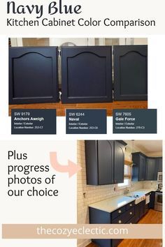 kitchen cabinet color comparison with blue cabinets