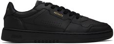 Handcrafted low-top paneled buffed leather and SEAQUAL® YARN canvas sneakers in black. · Perforated detailing throughout · Lace-up closure · Logo patch at padded tongue · Padded collar · Logo stamp at outer side and heel tab · Recycled mesh lining · Logo embossed at treaded rubber sole Supplier color: Black/Black Classic Lace-up Sneakers With Logo Patch, Black Leather Sneakers With Logo Patch, Classic Skate Shoes With Embossed Logo For Streetwear, Classic Low-top Skate Shoes With Embossed Logo, Classic Black Sneakers With Gum Sole, Luxury Black Custom Sneakers With Vulcanized Sole, Luxury Custom Black Sneakers With Vulcanized Sole, Luxury Streetwear Sneakers With Gum Sole, Luxury Low-top Sneakers With Gum Sole