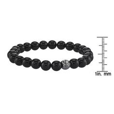 Circumference: 8 1/2 InchStone: AgateMetal Color: WhiteMetal: Sterling SilverChain Construction: BeadCare: Wipe CleanCountry of Origin: Imported Silver Beaded Bracelet, Sterling Silver Bead Bracelet, Silver Bead Bracelet, Black Agate, Sterling Silver Bead, Beaded Bracelet, Agate, Beaded Bracelets, Bracelet