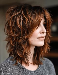 Medium Length Copper Hair, Copper Shag, Shag Hairstyle, Lovely Hairstyles, Winter Hairstyle, Tips For Winter, Modern Shag Haircut, Modern Shag, Hairstyle Tips