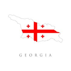 the state of georgia in red and white with a cross on it's map