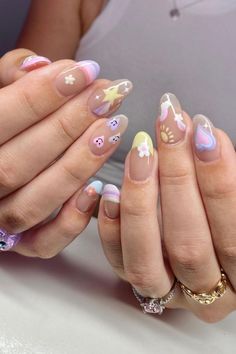 Discover 46 trendy acrylic nail designs that will make you want them done today. Credit: magicbysoph Clear Rainbow Nails, Sweet Tart Nails, Short Almond Nail Inspo Summer, Kawaii Nails Short, Funky Almond Nails, Karol G Nails, Uñas Aesthetic, Unghie Nail Art, Manikur Kuku