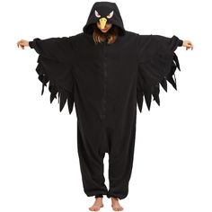 PRICES MAY VARY. [DETAILS]:Vivid crow characters, eyes, tail, back, carefully designed to create a realistic crow image for you, Perfect for everything from lounging around at home to bar and music festivals! [Material]: 100% polar fleece pajamas, breathable, warm and comfortable, soft to the touch. Let this crow pajamas warm you like never before on those cold days. [Perfect Gift]:This crow pajama is your best choice for Halloween, Christmas, Thanksgiving, festival, show, little cosplay, fancy Dinosaur Onesie, Crow Images, Dinosaur Halloween, Ruffled Feathers, Onesie Costumes, Vacuum Packaging, Feather Decor, Onesie Pajamas, Black Crow