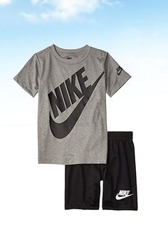 The classic Nike® Kids Dri-FIT Logo Graphic T-Shirt & Shorts Two-Piece Set is the perfect weekday outfit! Ultralightweight knit is crafted in a solid color with brand marking hits throughout for an iconic look. Regular-fit set includes a classic T-Shirt and shorts. Crew neck shirt features short sleeves, tagless design, and a straight hem. Performance shorts crafted with a stretch waistband and a straight hem. Sports Sportswear Nike Kids Kds Clothing Tee Shirts Tee's Sets Style Soft Comfort Bold Sporty Crew Neck Playwear Set, Cotton Athleisure T-shirt For Playwear, Sporty Letter Print Sets For Spring, Spring Sporty Sets With Letter Print, Spring Sporty Letter Print Sets, Casual Cotton Sets With Logo Print, Sporty Cotton Sets With Graphic Print, Sporty Playwear Sets With Letter Print, Sporty Solid Cotton Sets