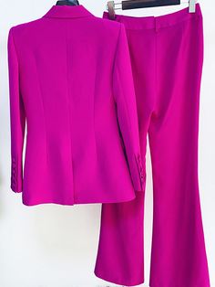 Purple Two Piece, Latest Designer Dresses, Satin Blazer, Pink Suit, Top Skirt Set, Pants Suit, Flared Pants, Suit Set, Shirt Skirt