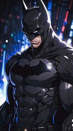 batman standing in the rain with his hands on his hips