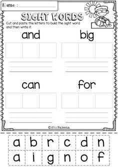 sight words worksheet for the beginning and end of each word, with an image of