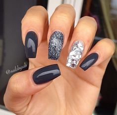 Matte Her Nails, Gray Nails, Silver Nails, Fabulous Nails, Cute Nail Designs, Fancy Nails, Creative Nails, Manicure E Pedicure