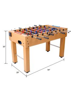 an image of a foosball table with measurements