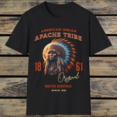 Material 100 % Cotton 4.5 oz/yd² , 160 g/ m2 Celebrate Heritage with Our Native American Indian Chief Apache T-Shirt! Immerse yourself in the rich culture and history of the Native American tribes with our Native American Indian Chief Apache T-Shirt. This Art Graphic Indian Shirt is a tribute to the timeless spirit and strength of the Apache chiefs, making it a perfect addition to any wardrobe. Crafted with care and precision, this Native American Indian Tee features a stunning graphic that capt Native T Shirts, Apache Indian, Native American Heritage, T Shirt Art, Shirt Art, Indian Chief, Native American Tribes, Native American Culture, American Heritage