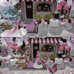 a pink and white dollhouse is shown in two different pictures, with the words sweet fairy above it