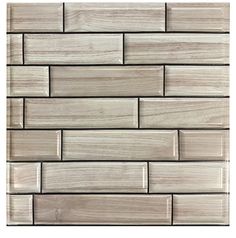 a white brick wall with wood grain pattern