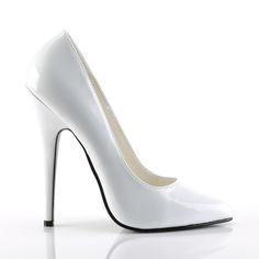 6" High Heel Pointed Toe Shoes. White Patent. Styles: Party Formal Drag Pointy Stilettos Imod-420 Classic White Heels For Party, Classic White Party Heels, Alternative Shoes, Festival Shoes, Punk Boots, Pleaser Shoes, Killer Heels, Cosplay Shoes, Stiletto Shoes