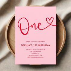 Playful Calligraphy Heart Pink Red 1st Birthday Invitation Editable Blank Calligraphy Heart, Pink First Birthday, Baby Birthday Decorations, Birthday Activities, Heart Party, 1st Birthday Invitation, Party Stationery, Valentine Theme