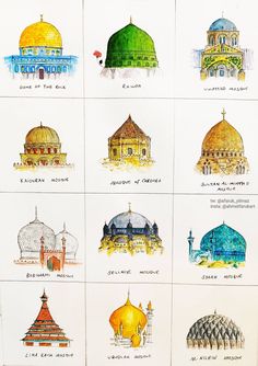 an image of different types of buildings in the united states and around the world on paper