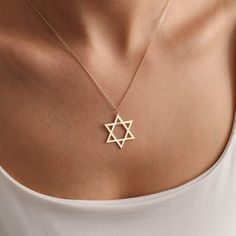 Personalized Religious Star of David Necklace, Handmade Jewelry, Dainty Star of David  Necklace, Jewish Mother Day Gift, Jewish Gift Necklace MATERIAL 14kt Gold-Filled jewelry is crafted by bonding a plated layer of 14kt gold onto another metal. However, this layer is 1000 to 10,000 times thicker than gold plating. As a result, it creates a durable, long-lasting product that resembles solid gold, offering stunning elegance. Our products are made of genuine 925 sterling silver and are resistant t Star Of David Charm Jewelry Gift, Star Of David Necklace For Gift, Star Of David Necklace For Hanukkah Gift, Hanukkah Gift Necklace With Star Of David, Gold Star Jewelry For Christmas, Christmas Star Charm Jewelry Gift, Star-shaped Jewelry For Christmas Gift, Star-shaped Christmas Gift Jewelry, Christmas Star-shaped Jewelry Gift