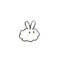 a drawing of a cloud with a rabbit on it's head in the sky