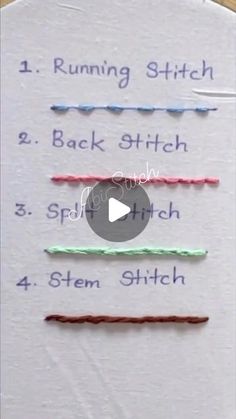 the instructions for how to make a running stitch and back stitch on a piece of paper