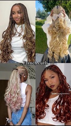 #french #curls #braids #fyp Curl French Braid, French Curls Hair, Hairstyles To Do With French Curl Braids, Knotless Box Braids With French Curls, Neopolitan Braids With Curls, Hairstyles For French Curl Braids, Ombre French Curl Braids, Fulani French Curl Braids, French Braids With Curls