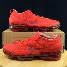 Nike Air Vapormax 2023 Flyknit Triple Red Dv1678-600 Men's Size 9.5 Shoes >Brand New Never Worn And In Amazing Condition, Comes With Box! (Missing Lid) No Rips/Tears/Stains Anywhere On The Shoes. If You Have Any Questions Please Message Me And I’ll Get Back To You As Quickly As Possible. All Items Are Packaged With Care And Shipped Within 1 Business Day. >If You Like This Pair Of Shoes You May Like Some Of My Other Pairs As Well, I Have Over 1,000 Pairs To Choose From I Give Discounts On All Bun Red Mesh Running Shoes For Light Sports, Casual University Red Running Shoes With Cushioned Footbed, Red Lace-up Running Shoes With Air Cushioning, Red Dynamic Mesh Sneakers, Dynamic Red Mesh Sneakers, Red Casual Sneakers With Air Max Cushioning, Casual Red Sneakers With Air Max Cushioning, Red Mesh Running Shoes With Round Toe, Casual Red Running Shoes With Cushioned Footbed