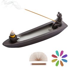 PRICES MAY VARY. [ Great Value Pack ] - ChangWanna Insencens Holder Set comes with 45 sandalwood incense sticks and 8 backflow incense cones. You don't need to buy additional accessories to use it straight away, the frog incense holder ceramic, incense sticks and waterfall incense cones are included in the set, all-in-one incense burner holder that saves you time and hassle. [ Dual Purpose Burner ] - As Incent Stick Holder: insert the incense stick into the frog's hand (low height) or into the f Frog Incense Holder, Incense Holder Waterfall, Insence Burner, Yoga Home Decor, Yoga Room Decor, Yoga Home, Frog Ornaments, Backflow Incense Burner, Incense Burner Holder