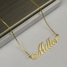 Name Necklace Gold, Font Necklace, Personalized Name Necklace, Birthday Gift, Custom Necklace, Lette Classic Name Necklace For Birthday, Classic Engraved Necklace For Birthday, Classic Customized Name Necklace For Birthday, Classic Custom Name Necklace For Birthday Gift, Classic Jewelry With Hallmarks For Birthday, Classic Birthday Jewelry With Hallmarks, Classic Customized Necklace For Birthday, Classic Hallmarked Jewelry For Birthday, Gold Nameplate Necklace For Birthday