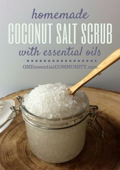 homemade coconut salt scrub with essential oils