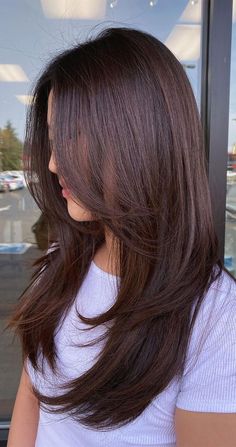 Long Layer U Shape Haircut, Layered Hair Medium Front View, Long Length Layered Haircuts, Butterfly Layers Straight Hair, Butterfly Layers Hair Long Straight, Butterfly Haircut Long Layers, Butterfly Haircut Straight Hair Medium, U Cut With Long Layers, Haircut Butterfly Layers