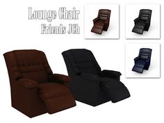 the recliner chair is shown with different colors and sizes, including black, brown, blue