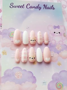 "These cute Pink teddy bear nails are super cute! You will feel as cute when you wear them! Display nails are in Medium round. Hi and Welcome everyone! I hope you enjoy taking a look at all our nail designs. I sell LUXURY press on nails that are reusable. We use Apres Gel X nail tips and Korean gel products. Just know you are getting high quality LUXURY press on nails that are custom made by me, Destiny. Each set comes with everything you need to prep as well. We always want to make sure you are Pink Bear Nails, Teddy Nails, Rilakkuma Nails, Tokyo Nails, Teddy Bear Nails, Bear Nails, Gel X Nail, Bears Nails, Luxury Press On Nails