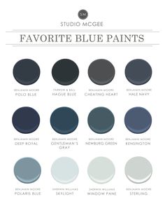 the color scheme for favorite blue paints is shown in shades of gray, black and white