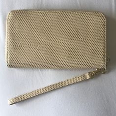 Gold Dotted Wristlet/Wallet! Never Used, But There Are A Few Imperfections Inside (Pictured). Wristlet Part Is Removable. Open To Offers! Evening Rectangular Wristlet With Wrist Strap, Elegant Beige Clutch With Wrist Strap, Adjustable Beige Rectangular Wristlet, Beige Rectangular Clutch With Wrist Strap, Beige Clutch With Wrist Strap For Gift, Beige Clutch With Wrist Strap As Gift, Everyday Beige Rectangular Wristlet, Elegant Beige Wristlet For Travel, Beige Rectangular Wristlet With Wrist Strap