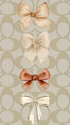 three bows on a beige background with circles