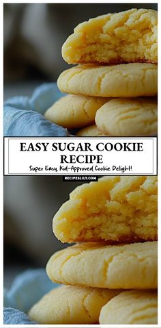 the recipe for easy sugar cookie cookies is shown