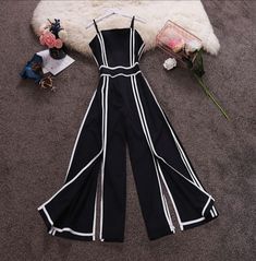 #jumpsuit #blacknwhite #outfit #fashion Trendy Dress Outfits, Fashion Design Clothes, Girly Outfits, Looks Vintage