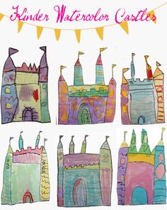 an image of children's drawing of castles