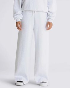 model wearing white double knit sweatpants White Heather, Double Knit, Double Knitting, Stay Warm, New Product, Knit Jersey, Casual Pants, Sweatpants, Couch