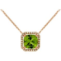 Royal 14K Rose Gold Peridot & Diamond Necklace - Timeless Elegance in Cushion Cut Elegant Green Jewelry With Pave Setting, Elegant Green Necklace With Pave Setting, Elegant Diamond Necklace With May Birthstone Accents, Elegant Formal Necklace With Peridot, Elegant Peridot Necklaces For Wedding, Peridot Color, Royal Jewelry, Gold Set, Cushion Cut