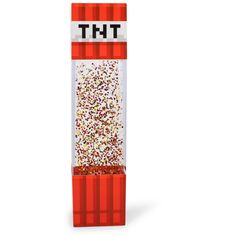 a red and white box with sprinkles on the top that says thi